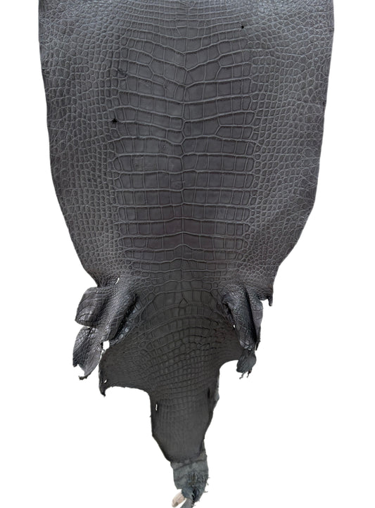 44 cm Grade 4/5 Serpentine Grey Matte Wild American Alligator Leather - Tag: LA23-0003313