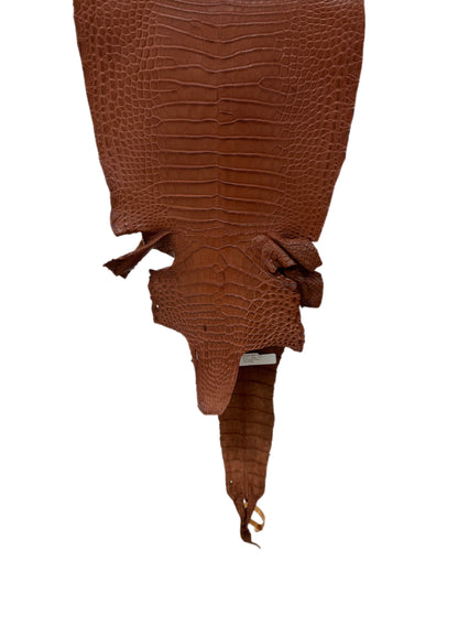 34 cm Grade 3/4 Rustic Cognac Matte Farm-Raised American Alligator Leather - Tag: FL17-0036273