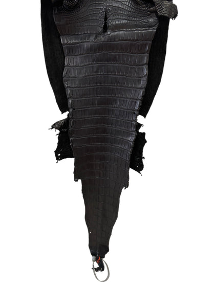 28 cm Grade 2/3 Black Matte Farm-Raised American Alligator Leather - Tag: LA23-0531064