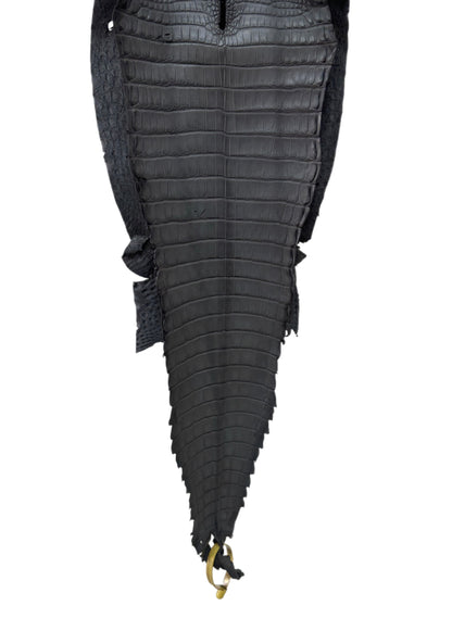 26 cm Grade 1/2 Serpentine Grey Matte Farm-Raised American Alligator Leather - Tag: FL22-0030362