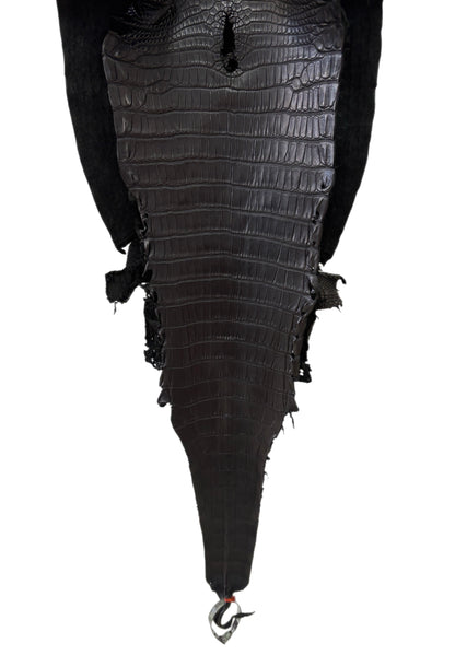 32 cm Grade 1/2 Black Matte Farm-Raised American Alligator Leather - Tag: LA23-0531321