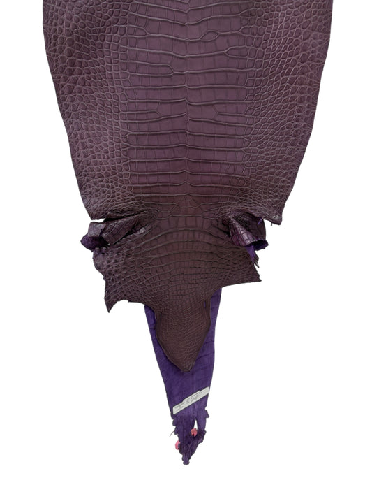 40 cm Grade 2/3 Aubergine Matte Farm-Raised American Alligator Leather - Tag: FL18-0034741