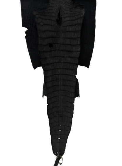37 cm Grade 3/4 Black Nubuck Wild American Alligator Leather - Tag: LA23-0034146