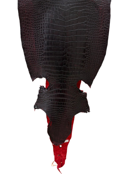 43 cm Grade 2/3 Black Cherry Matte Wild American Alligator Leather - Tag: LA23-0048197