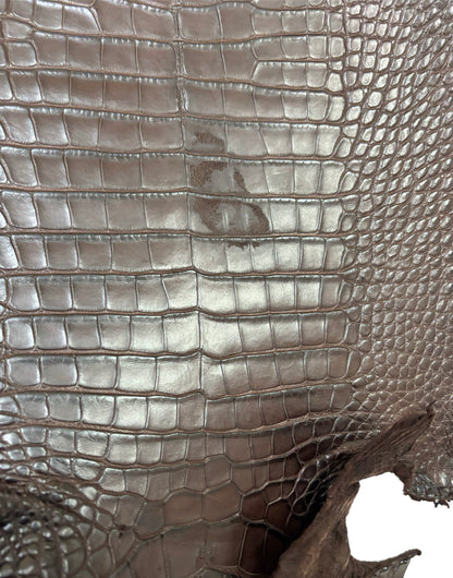 30 cm Grade 3/4 Chocolate Matte Farm Raised American Alligator Leather - Tag: FL22-0030179