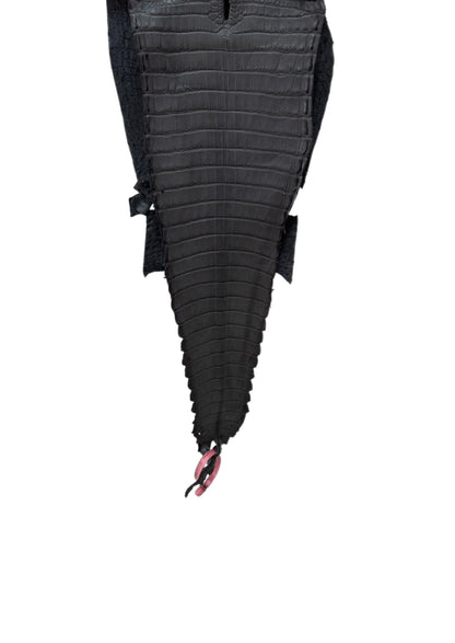 24 cm Grade 1/2 Serpentine Grey Matte Farm-Raised American Alligator Leather - Tag: FL21-0024711
