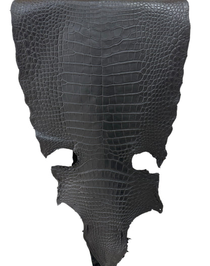 52 cm Grade 3/4 Black Matte Wild American Alligator Leather - Tag: LA22-0003872