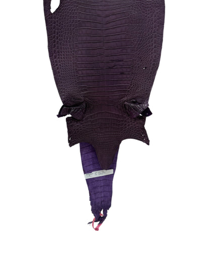 28 cm Grade 4/5 Aubergine Matte Farm-Raised American Alligator Leather - Tag: FL21-0024937