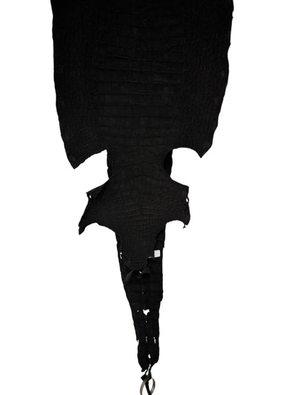 35 cm Grade 1/2 Black Nubuck Wild American Alligator Leather - Tag: FL13-0033792