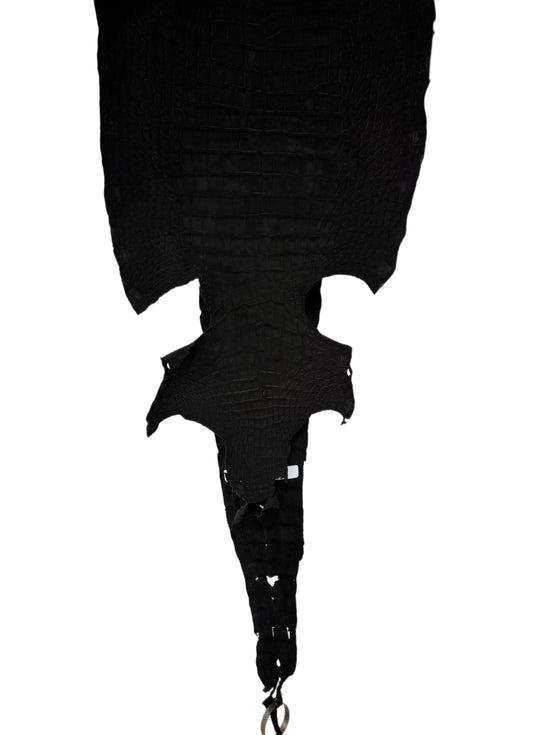 35 cm Grade 1/2 Black Nubuck Wild American Alligator Leather - Tag: FL13-0033792