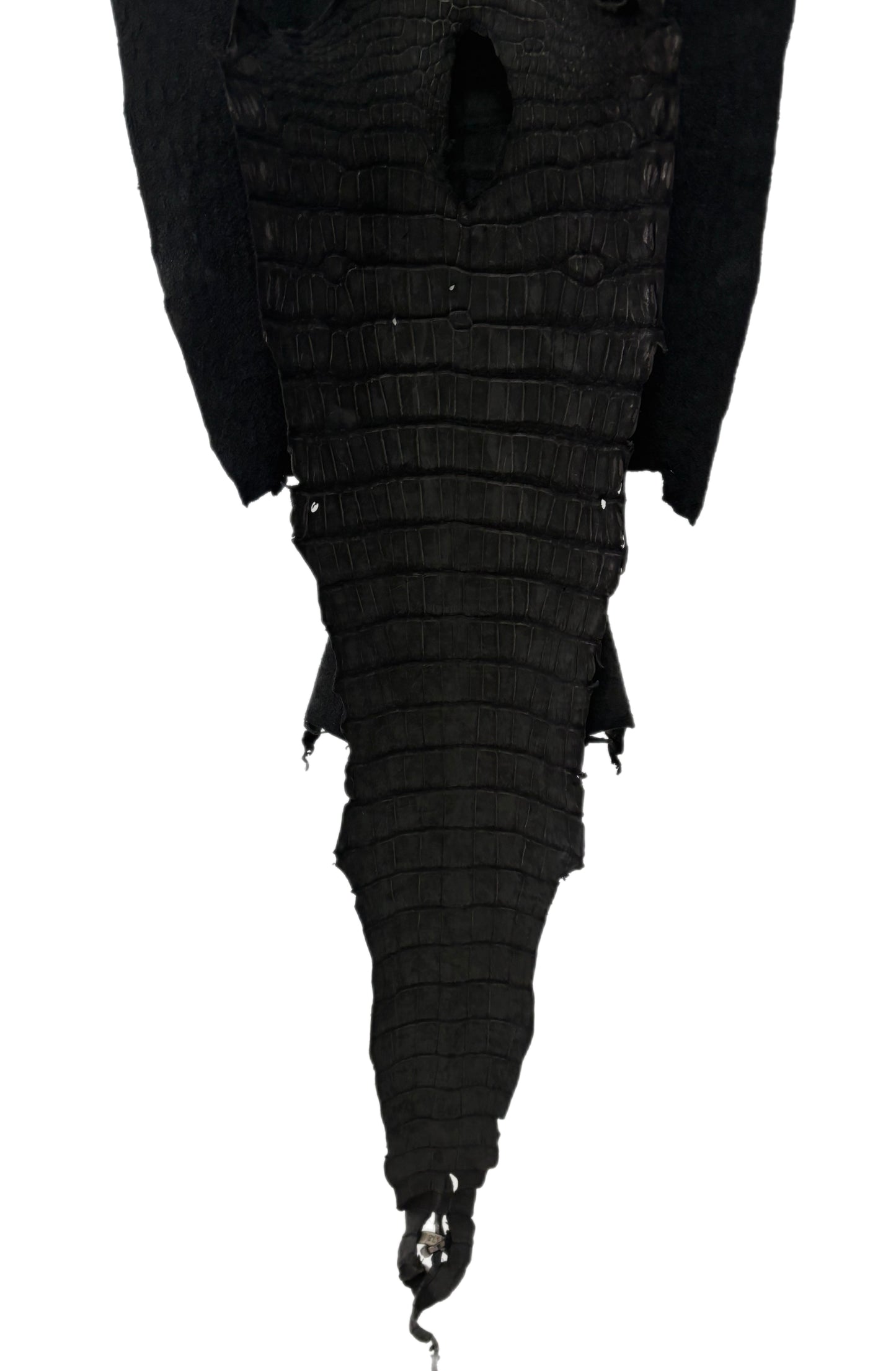 38 cm Grade 4/5 Black Nubuck Wild American Alligator Leather - Tag: LA23-0004496
