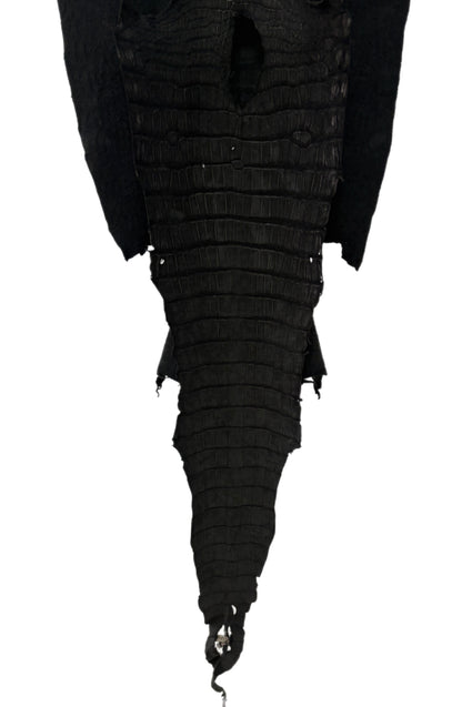 38 cm Grade 4/5 Black Nubuck Wild American Alligator Leather - Tag: LA23-0004496