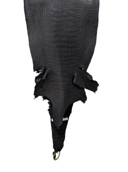 34 cm Grade 1/2 Black Matte Farm-Raised American Alligator Leather - Tag: LA25-0311111