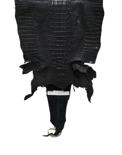 32 cm Grade 1/2 Black Matte Farm-Raised American Alligator Hornback Leather - Tag: LA23-0377018
