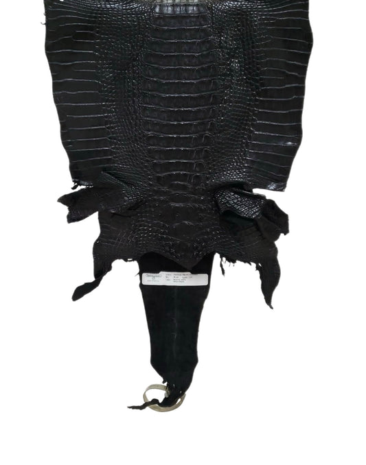 32 cm Grade 1/2 Black Matte Farm-Raised American Alligator Hornback Leather - Tag: LA23-0377018