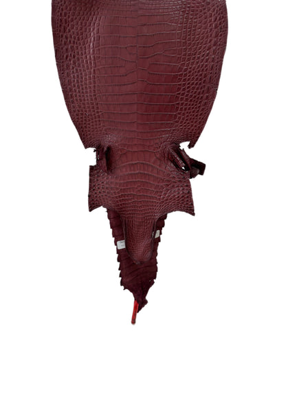 26 cm Grade 1/2 Bordeaux Matte Farm-Raised American Alligator Leather - Tag: FL21-0024587