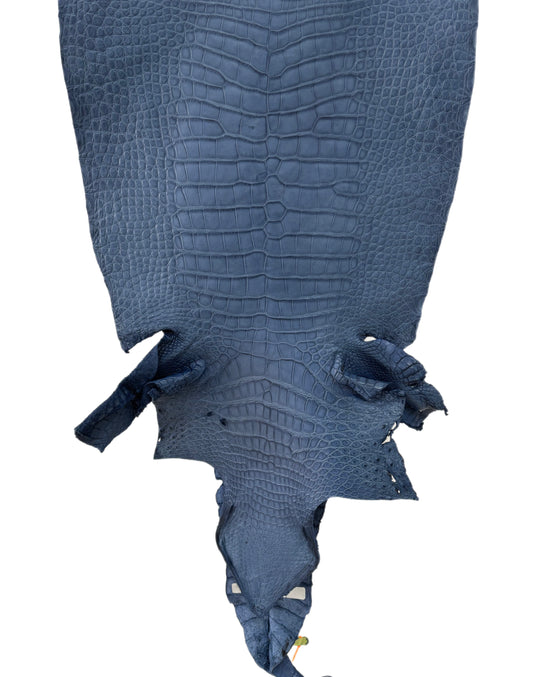 40 cm Grade 2/3 Indigo Matte Wild American Alligator Leather - Tag: LA22-0003976
