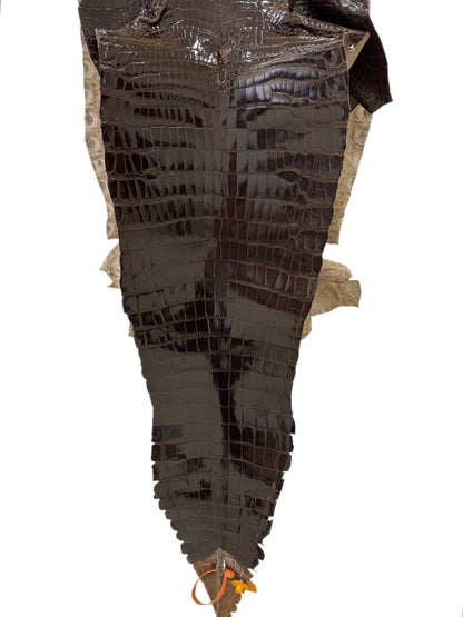 36 cm Grade 1/2 Sport Rust Brown Glazed Farm-Raised American Alligator Leather - Tag: GA14-0021390