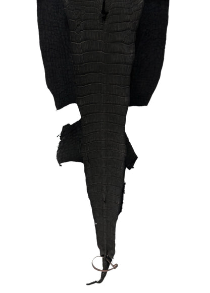 34 cm Grade 3/4 Black Nubuck Wild American Alligator Leather - Tag: LA18-0037381