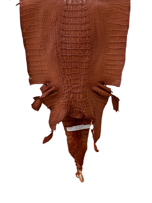 35 cm Grade 1/2 Cognac Matte Farm-Raised American Alligator Hornback Leather - Tag: LA23-0377157