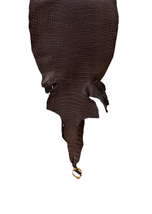29 cm Grade 2/3 Chocolate Matte Wild American Alligator Leather - Tag: LA23-0051946