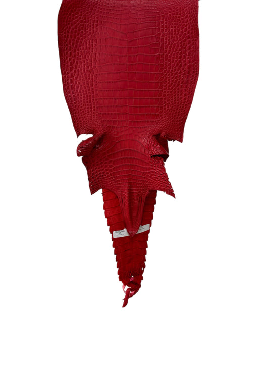 28 cm Grade 2/3 Candy Apple Red Matte Farm-Raised American Alligator Leather - Tag: FL21-0024768