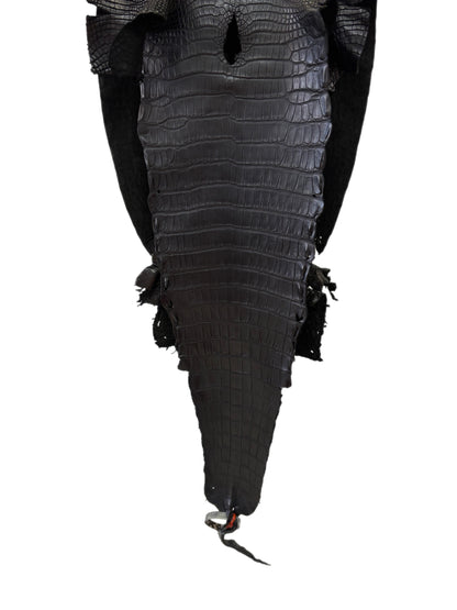 29 cm Grade 2/3 Black Matte Farm-Raised American Alligator Leather - Tag: LA23-0531048