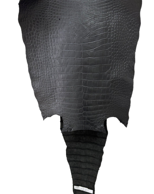 48 cm Grade 3/4 Black Matte Wild American Alligator Leather - Tag: LA22-0003959