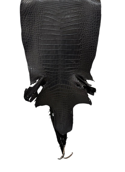36 cm Grade 3/4 Black Matte Wild American Alligator Leather - Tag: LA17-0019419
