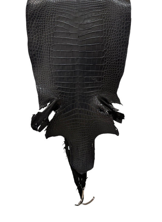 36 cm Grade 3/4 Black Matte Wild American Alligator Leather - Tag: LA17-0019419