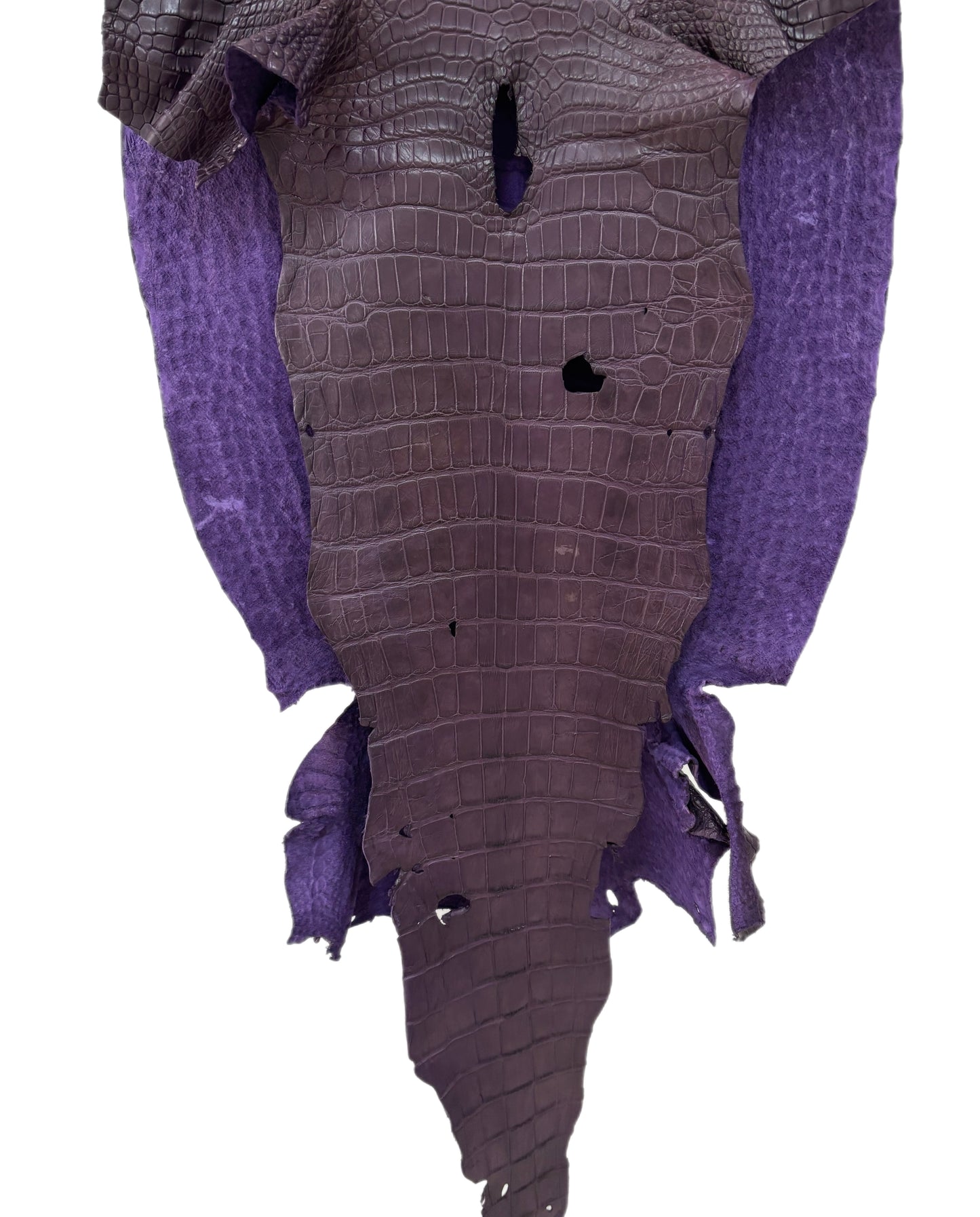 46 cm Grade 4/5 Aubergine Matte Wild American Alligator Leather - Tag: LA23-0023206