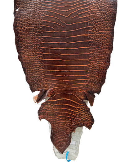40 cm Grade 1/2 Sienna Matte Wild American Alligator Leather - Tag: ESRE-0050838