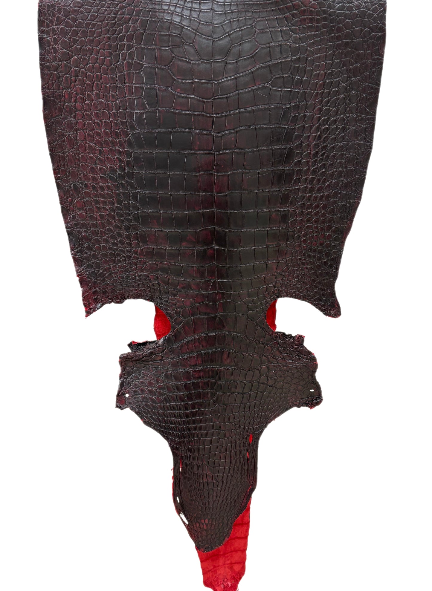 43 cm Grade 2/3 Black Cherry Matte Wild American Alligator Leather - Tag: LA23-0027055