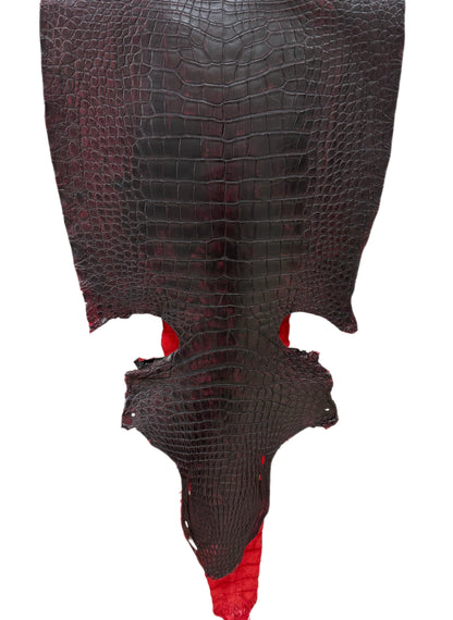 43 cm Grade 2/3 Black Cherry Matte Wild American Alligator Leather - Tag: LA23-0027055