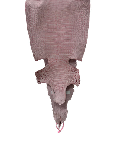 New Color and Finish! 28 cm Grade 1/2 Light Pink Nubuck Farm-Raised American Alligator Leather - Tag: FL21-0024650