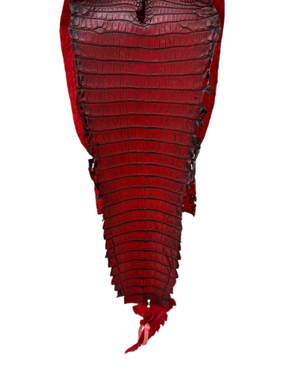 30 cm Grade 1/2 Candy Apple Red Antique Farm-raised American Alligator Leather - Tag: FL21-0023985