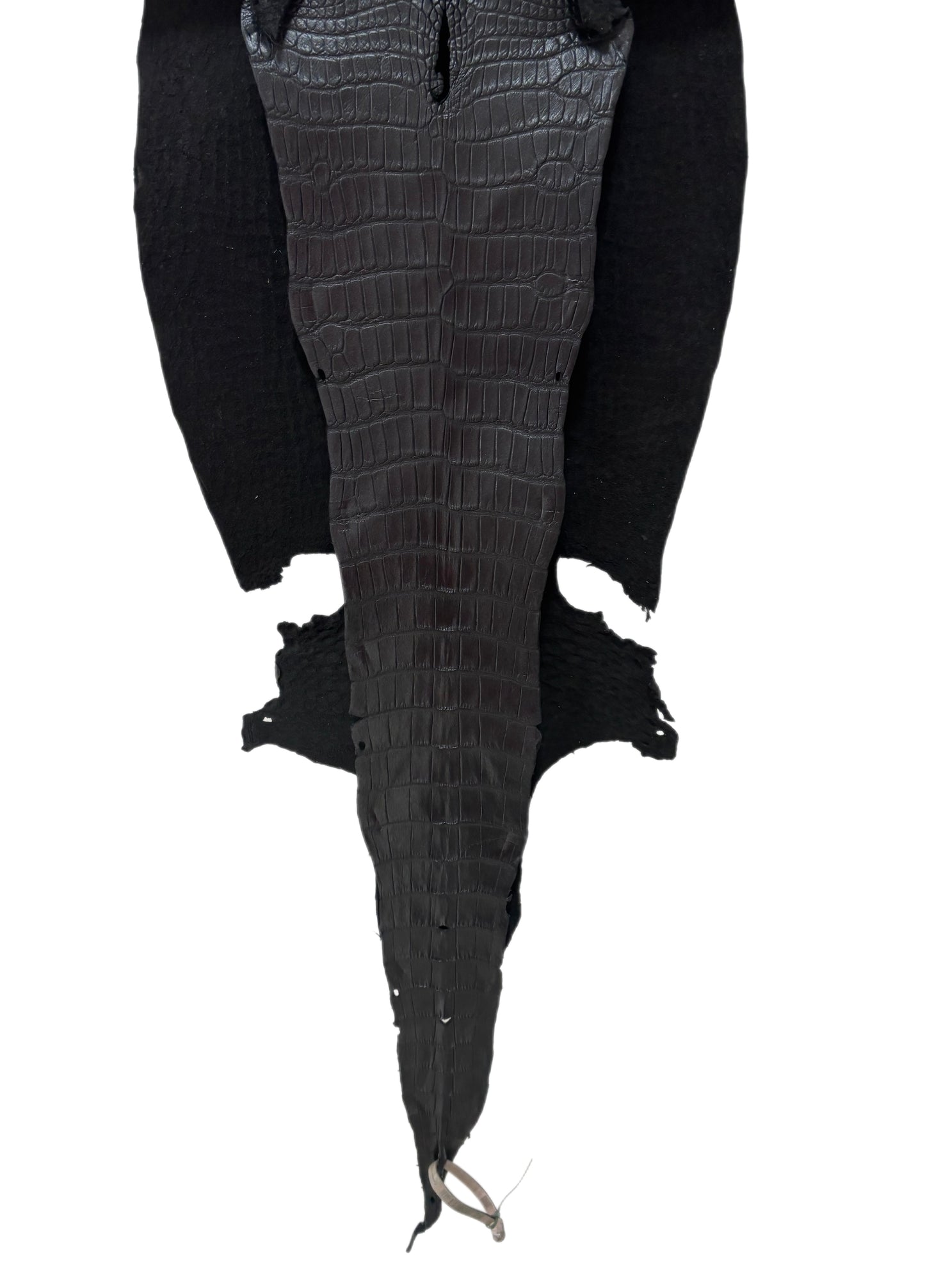 35 cm Grade 2/3 Metallic Black Shimmer Matte Wild American Alligator Leather - Tag: LA18-0013492