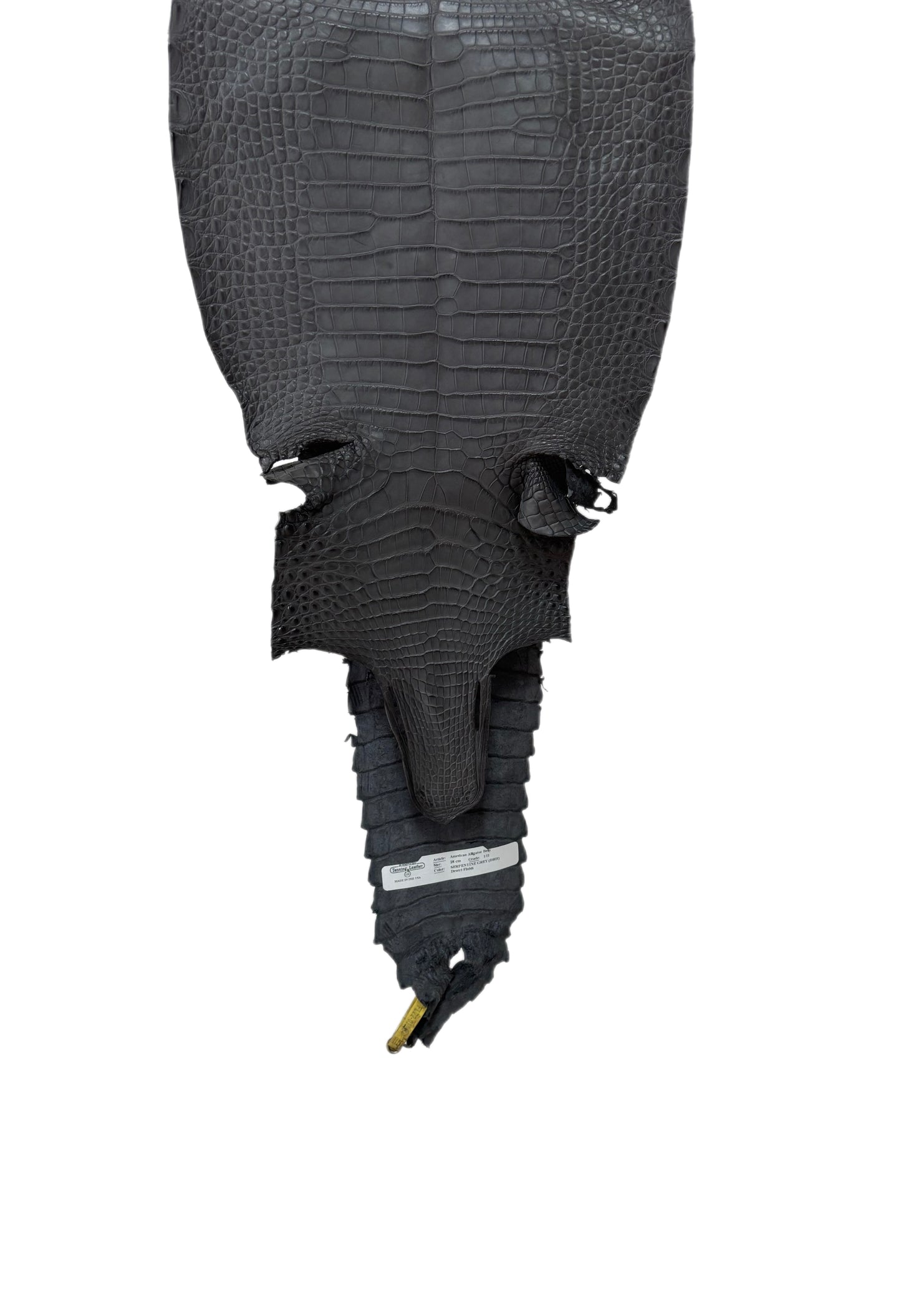 28 cm Grade 1/2 Serpentine Grey Matte Farm-Raised American Alligator Leather - Tag: FL22-0030354