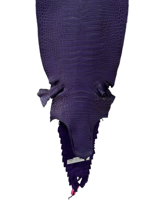 28 cm Grade 3/4 Violet Primavera Matte Farm-Raised American Alligator Leather - Tag: FL21-0024393