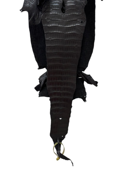 23 cm Grade 1/2 Black Matte Wild American Alligator Leather - Tag: LA11-0030946