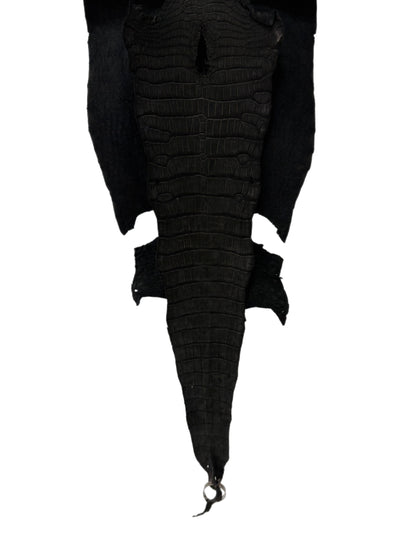 37 cm Grade 3/4 Black Nubuck Wild American Alligator Leather - Tag: LA23-0015212