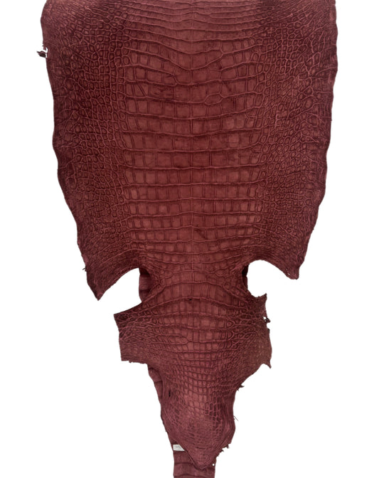 48 cm Grade 3/4 Bordeaux Nubuck Wild American Alligator Leather - Tag: LA18-0041174