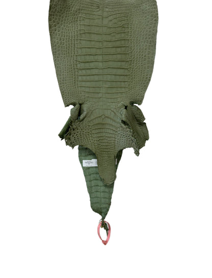 New Color! 25 cm Grade 1/2 Sage Green Matte Farm-Raised American Alligator Leather - Tag: LA24-0228899