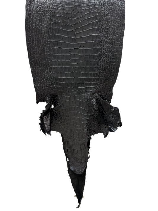 38 cm Grade 3/4 Black Matte Wild American Alligator Leather - Tag: LA17-0038467
