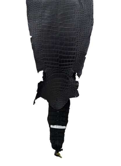 32 cm Grade 2/3 Metallic Black Shimmer Matte Wild American Alligator Leather - Tag: LA22-0003792