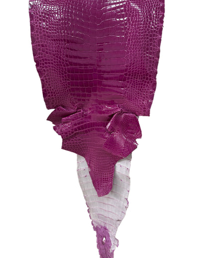 33 cm Grade 1/2 Magenta Glazed Wild American Alligator Leather - Tag: GA15-0046525