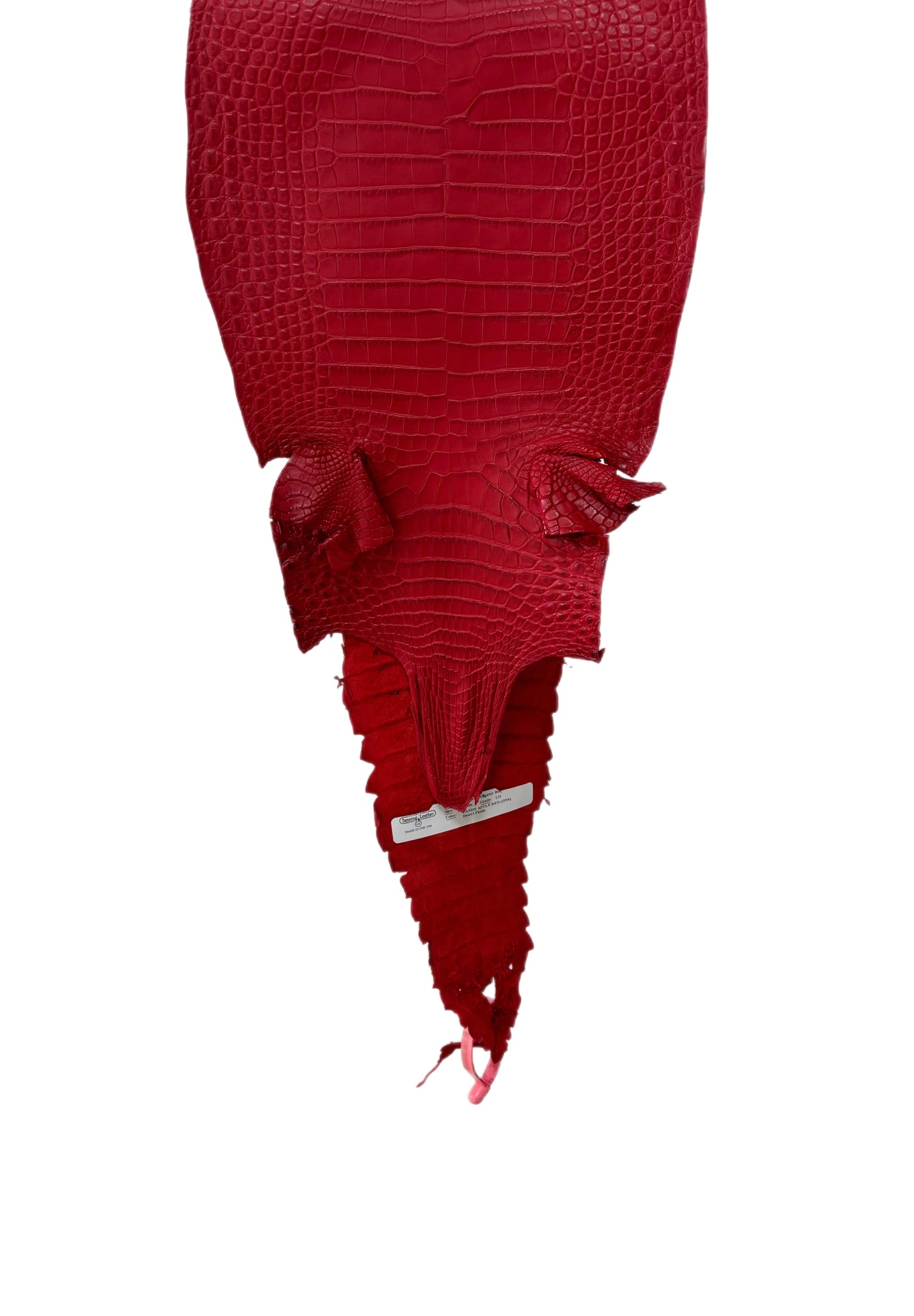 26 cm Grade 1/2 Candy Apple Red Matte Farm-Raised American Alligator Leather - Tag: FL21-0024851