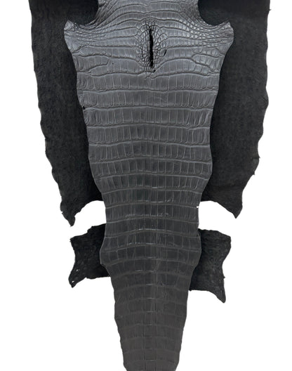 52 cm Grade 3/4 Black Matte Wild American Alligator Leather - Tag: LA22-0003872