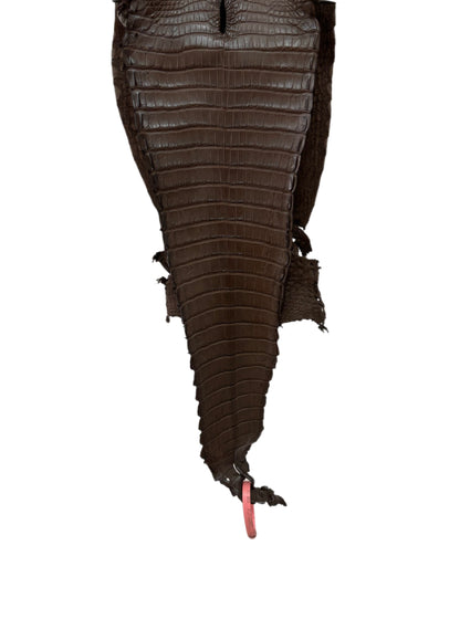 23 cm Grade 1/2 Nicotine Matte Farm-Raised American Alligator Leather - Tag: FL21-0025052