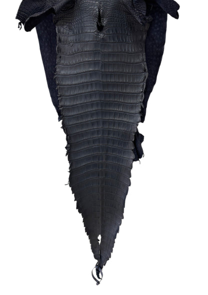 38 cm Grade 1/2 Navy Blue Matte Farm-Raised American Alligator Leather - Tag: LA18-0267081